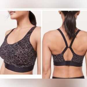 LULULEMON 36DD Fine form convertible black abstract woman sports bra activewear